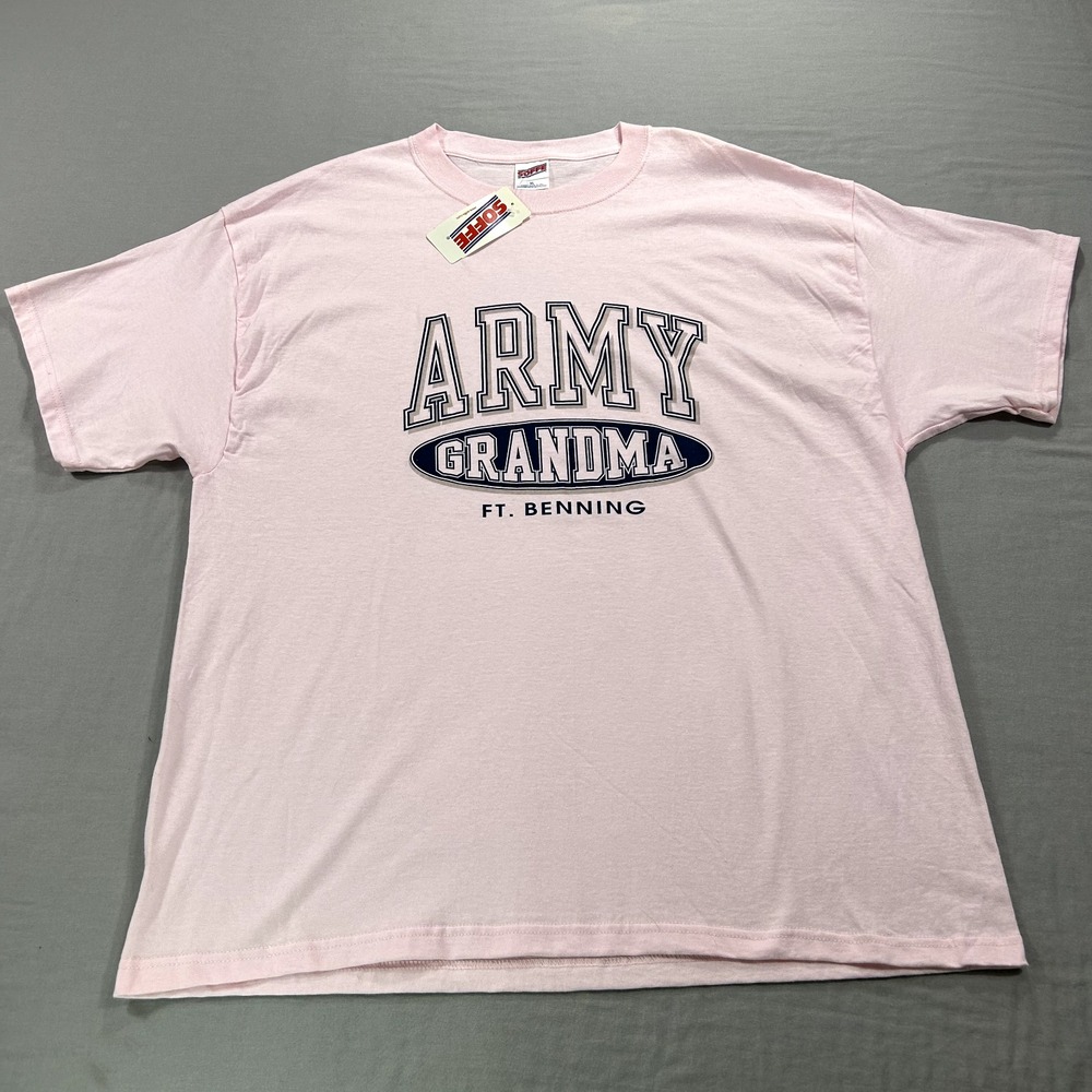 NEW US Army‎ Grandma VTG Shirt Adult XL Pink Fort Benning Crew Tee Soffe USA 80s